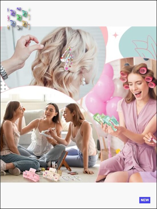 DIY Hair Claw Clips Kit Acrylic Charm Bead Sticker Set for Sleepover Party main image 4